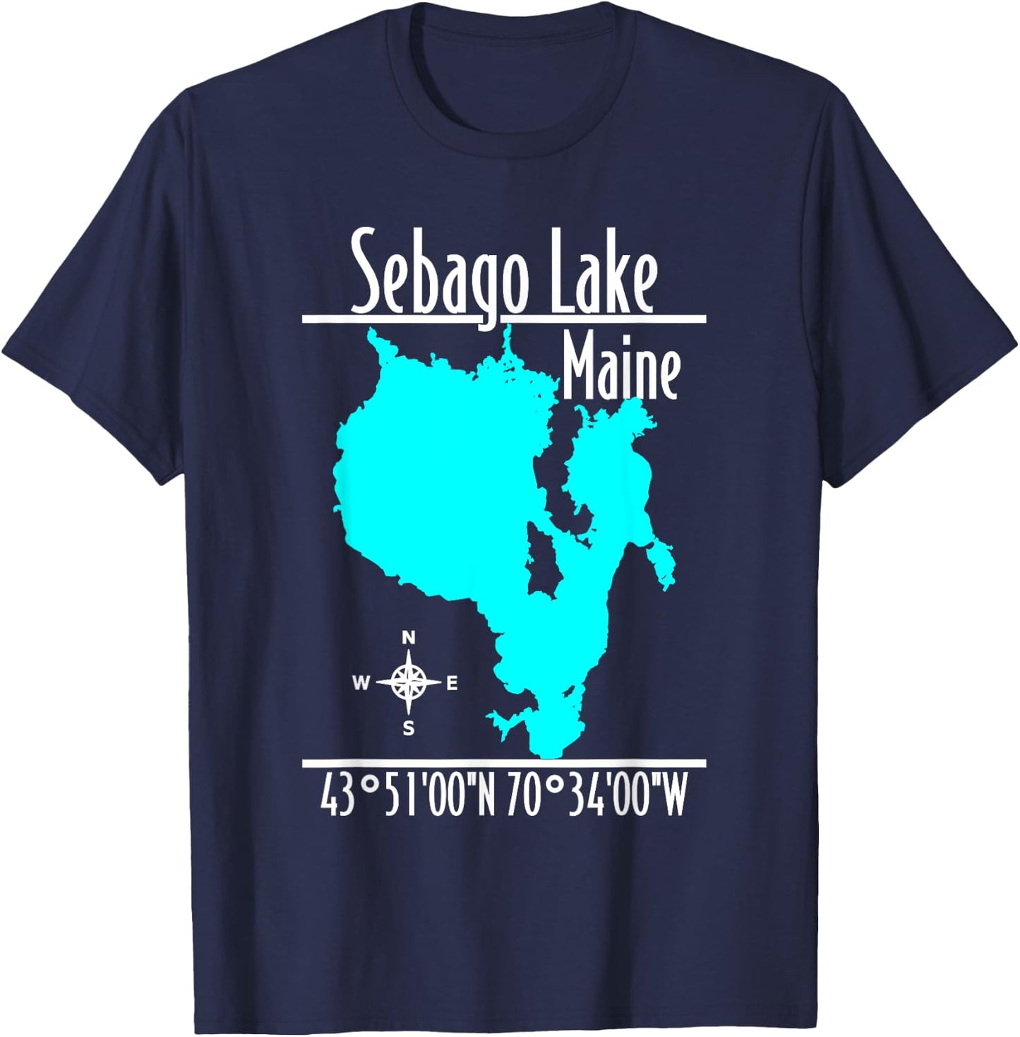 Modern Sebago Lake, Maine T-Shirt - T-Shirt | Navy