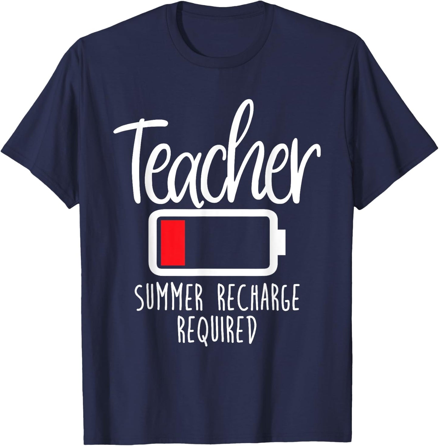 Teacher Summer Recharge Required Last day School Women Funny T-Shirt - T-Shirt | Navy