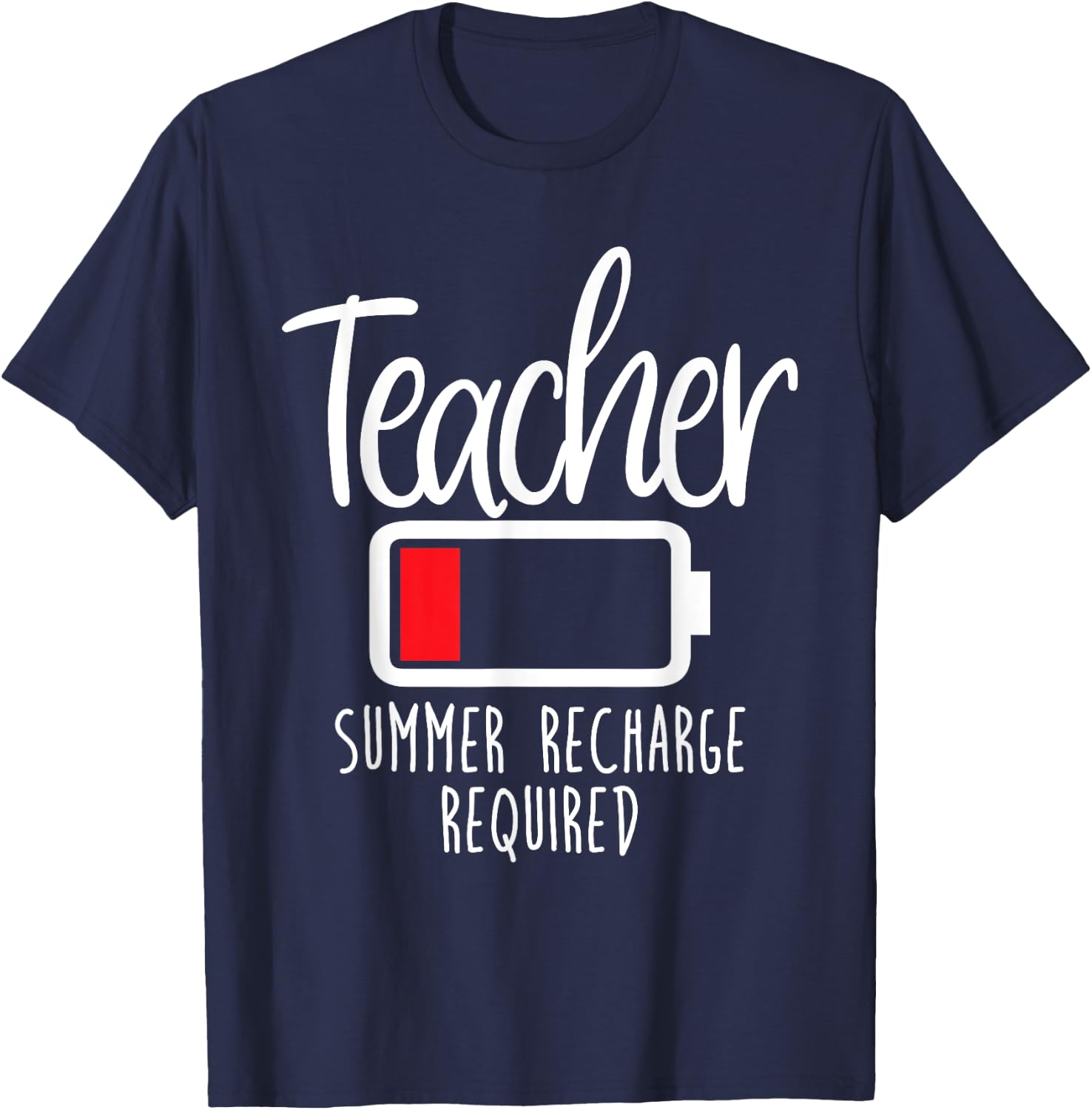 Teacher Summer Recharge Required Last day School Women Funny T-Shirt - T-Shirt | Navy