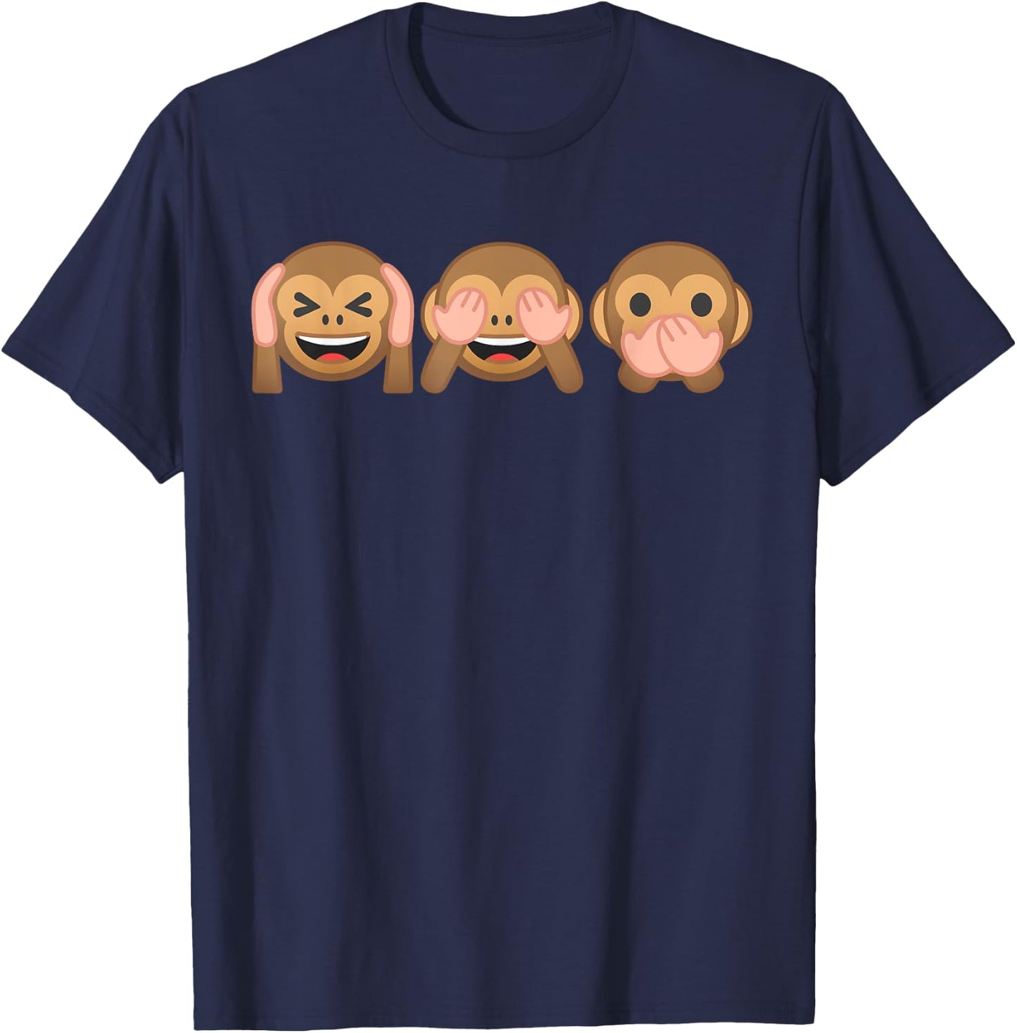 See No Evil Hear No Evil Speak No Evil Monkey T-Shirt - T-Shirt | Navy