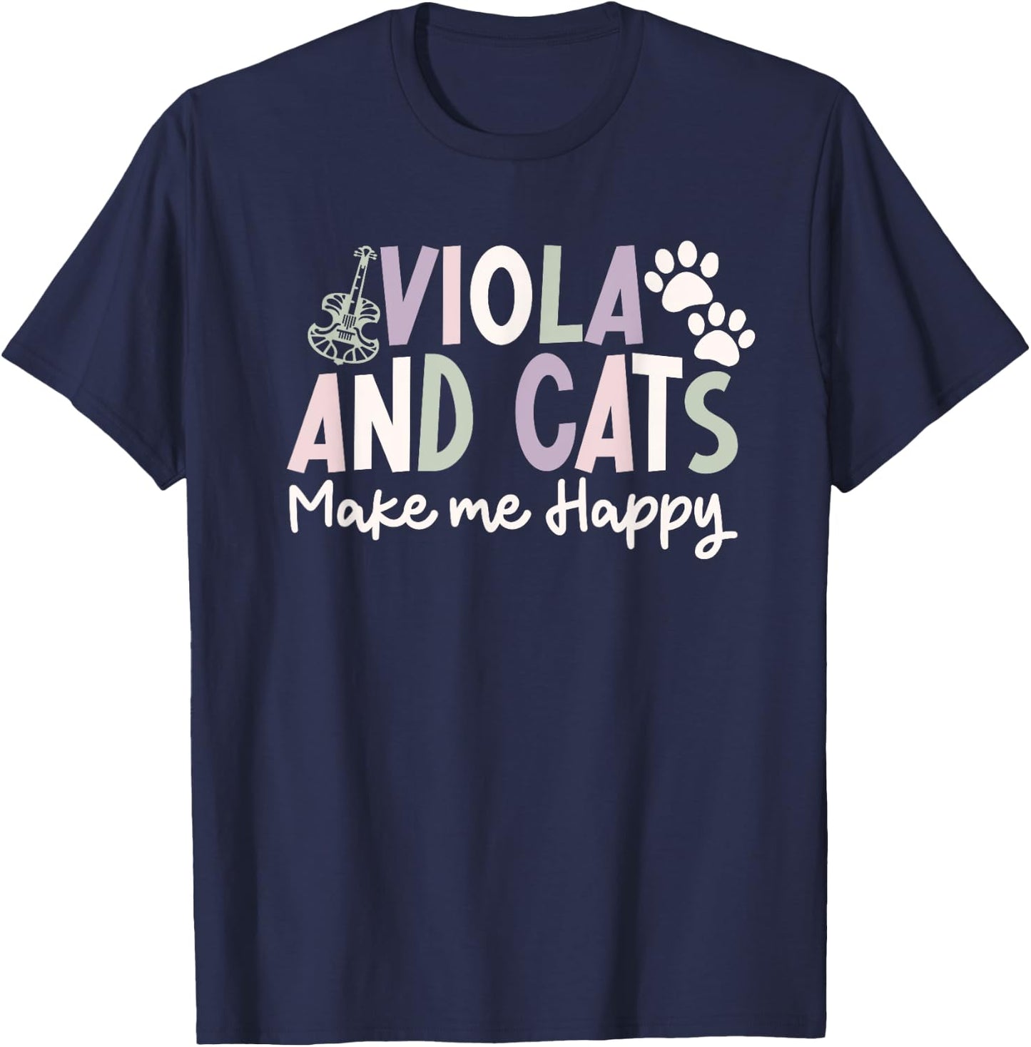 funny Viola And Cats lover saying funny viola cats fans T-Shirt - T-Shirt | Navy