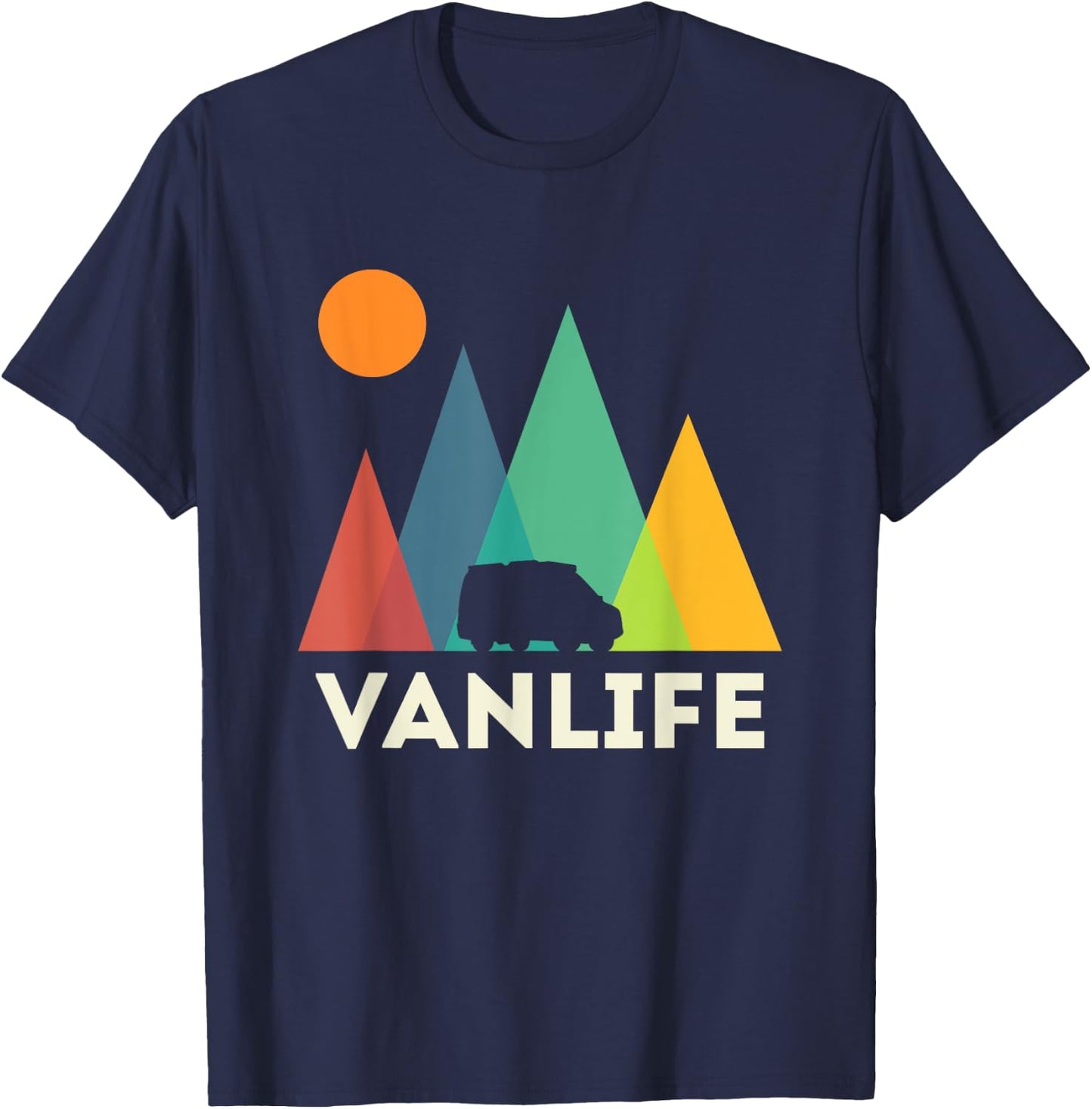Retro Vintage Van Life Vanlife Camper Camping sunset T-Shirt - T-Shirt | Navy
