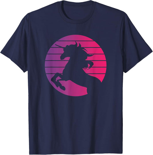 Unicorn Retro Style Vintage T-Shirt - T-Shirt | Navy
