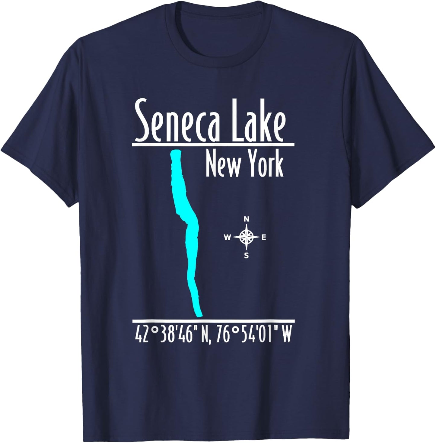 Modern Seneca Lake, New York T-Shirt - T-Shirt | Navy