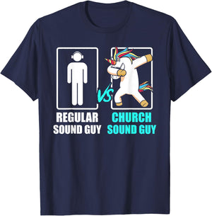 Regular Sound Guy & Church Sound Guy Unicorn Quote T-Shirt - T-Shirt | Navy
