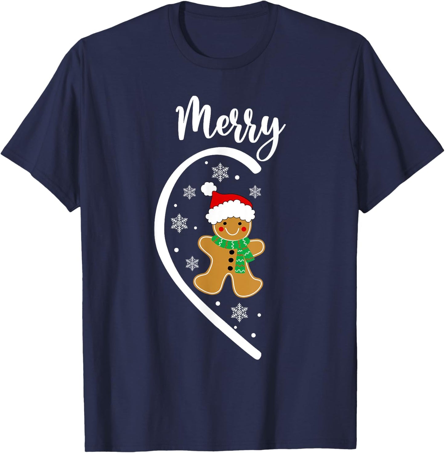 Merry Christmas Gingerbread Couple Christmas Pajama Matching T-Shirt - T-Shirt | Navy