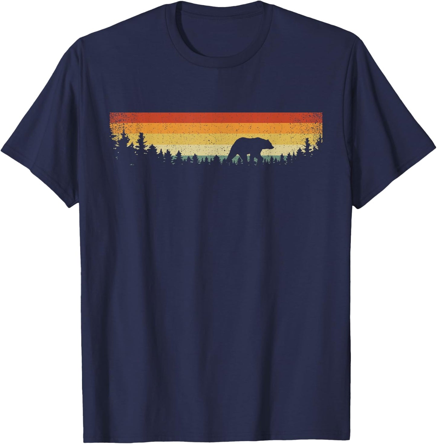 Vintage Nature Wildlife Animal Bear Trees Outdoor Forest T-Shirt - T-Shirt | Navy