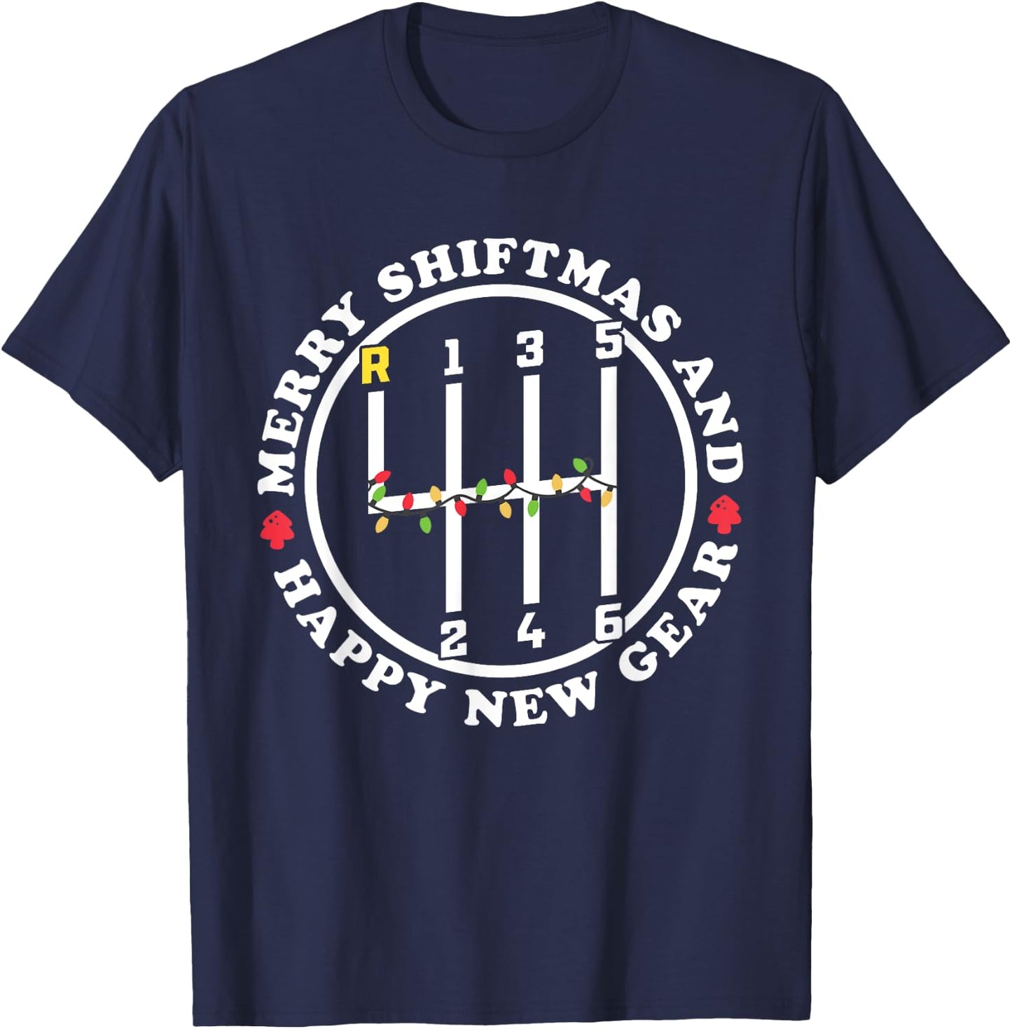Merry Shiftmas And A Happy New Gear Christmas Manual Gearbox T-Shirt - T-Shirt | Navy