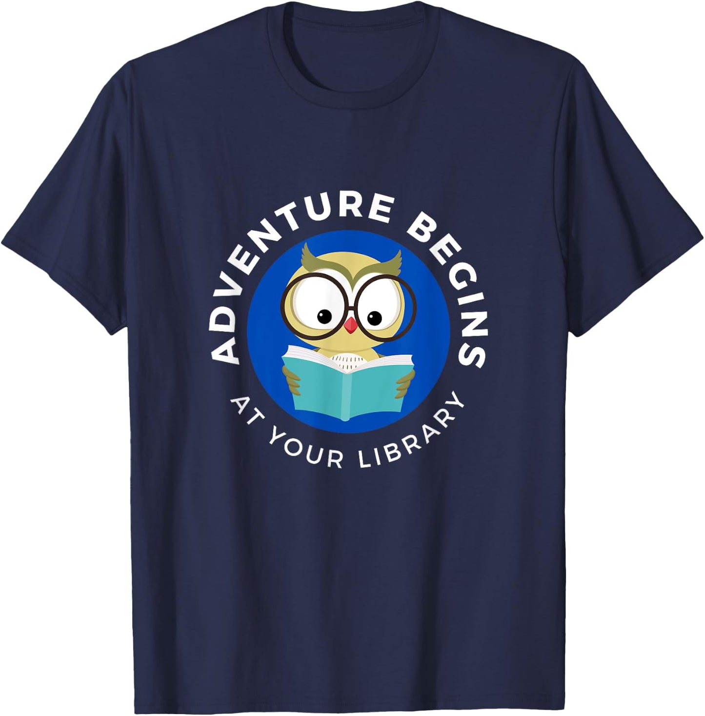 Adventure Begins Here Summer Reading 2024- Owl reading T-Shirt - T-Shirt | Navy