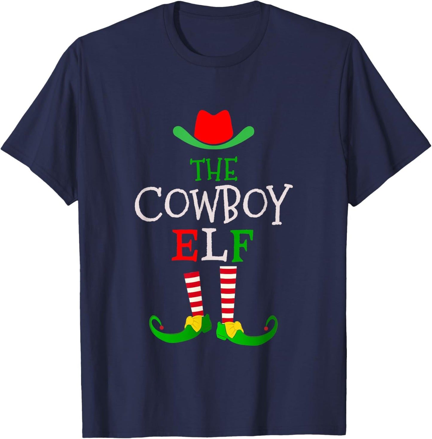 Christmas Matching Outfits for Holiday Party The Cowboy Elf T-Shirt - T-Shirt | Navy