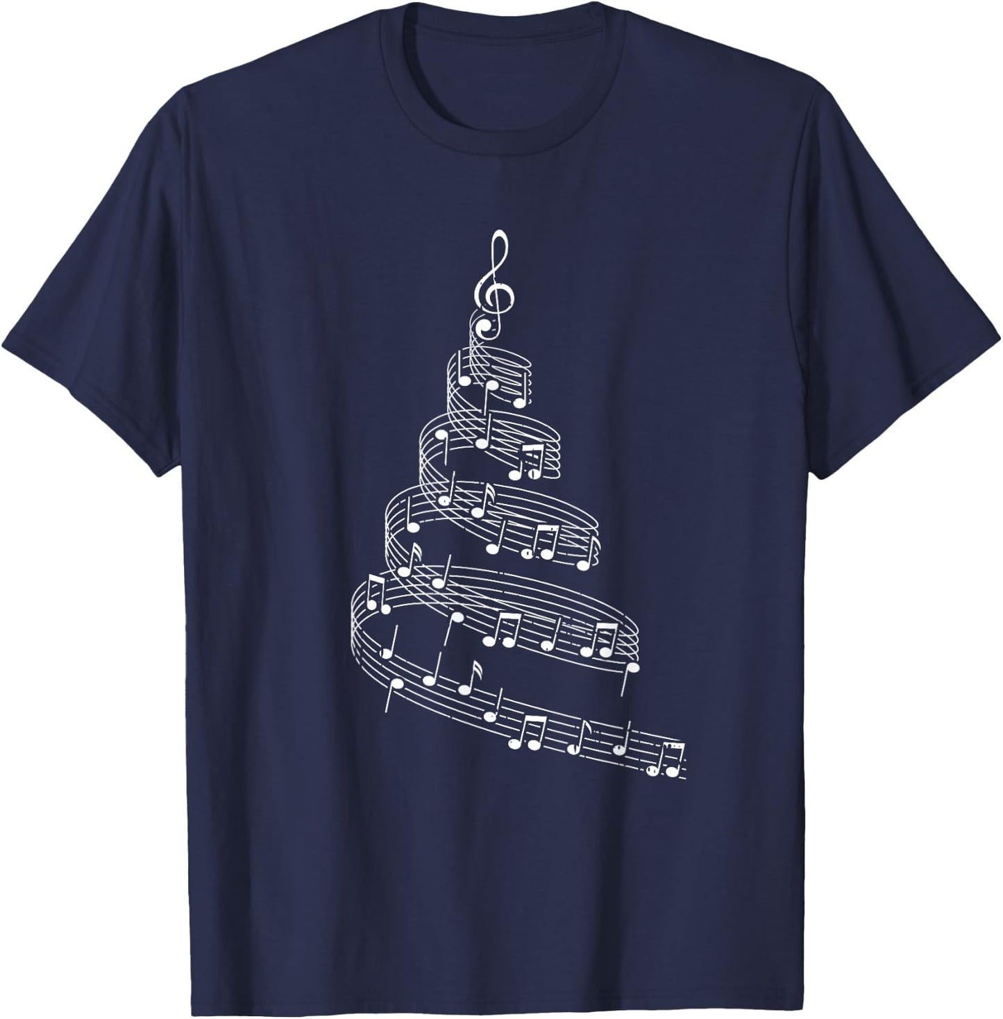 Music Note Christmas Tree X-mas Pajama Musician T-Shirt - T-Shirt | Navy
