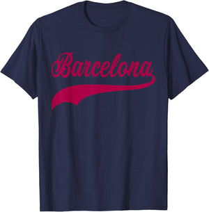 Barcelona Vintage Sports Style T-Shirt - T-Shirt | Navy