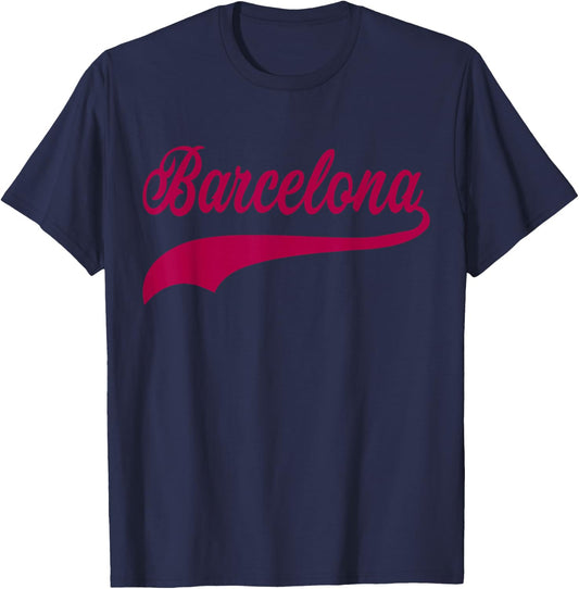 Barcelona Vintage Sports Style T-Shirt - T-Shirt | Navy