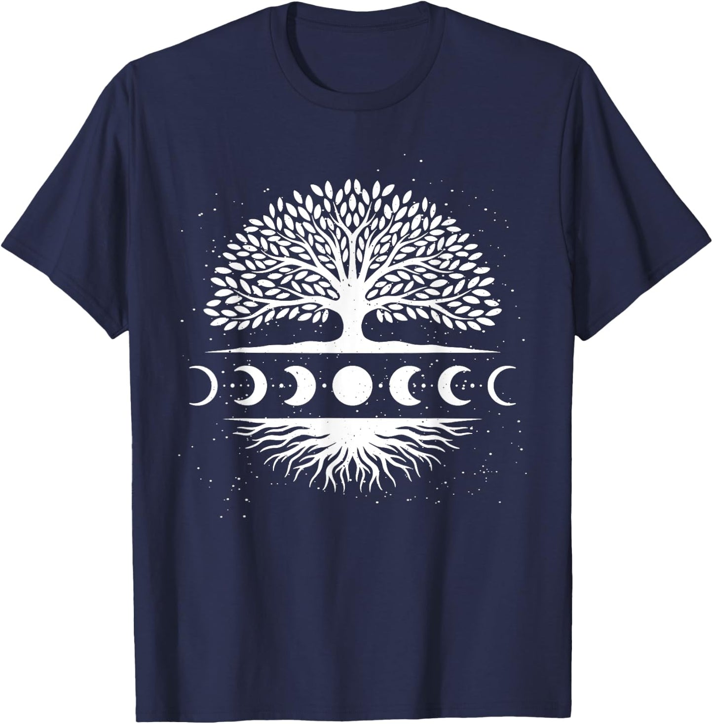 Tree Of Life Yggdrasil Moon Phase Spiritual T-Shirt - T-Shirt | Navy