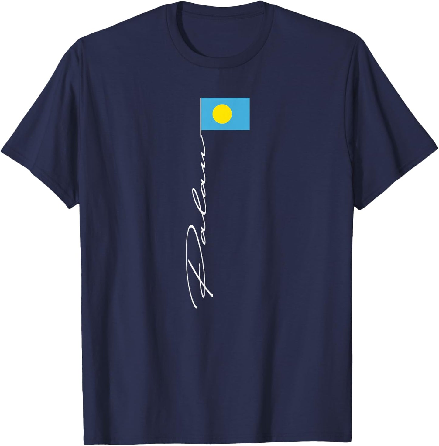 Palau Signature Flag Pole Patriotic Palau Flag T-Shirt - T-Shirt | Navy