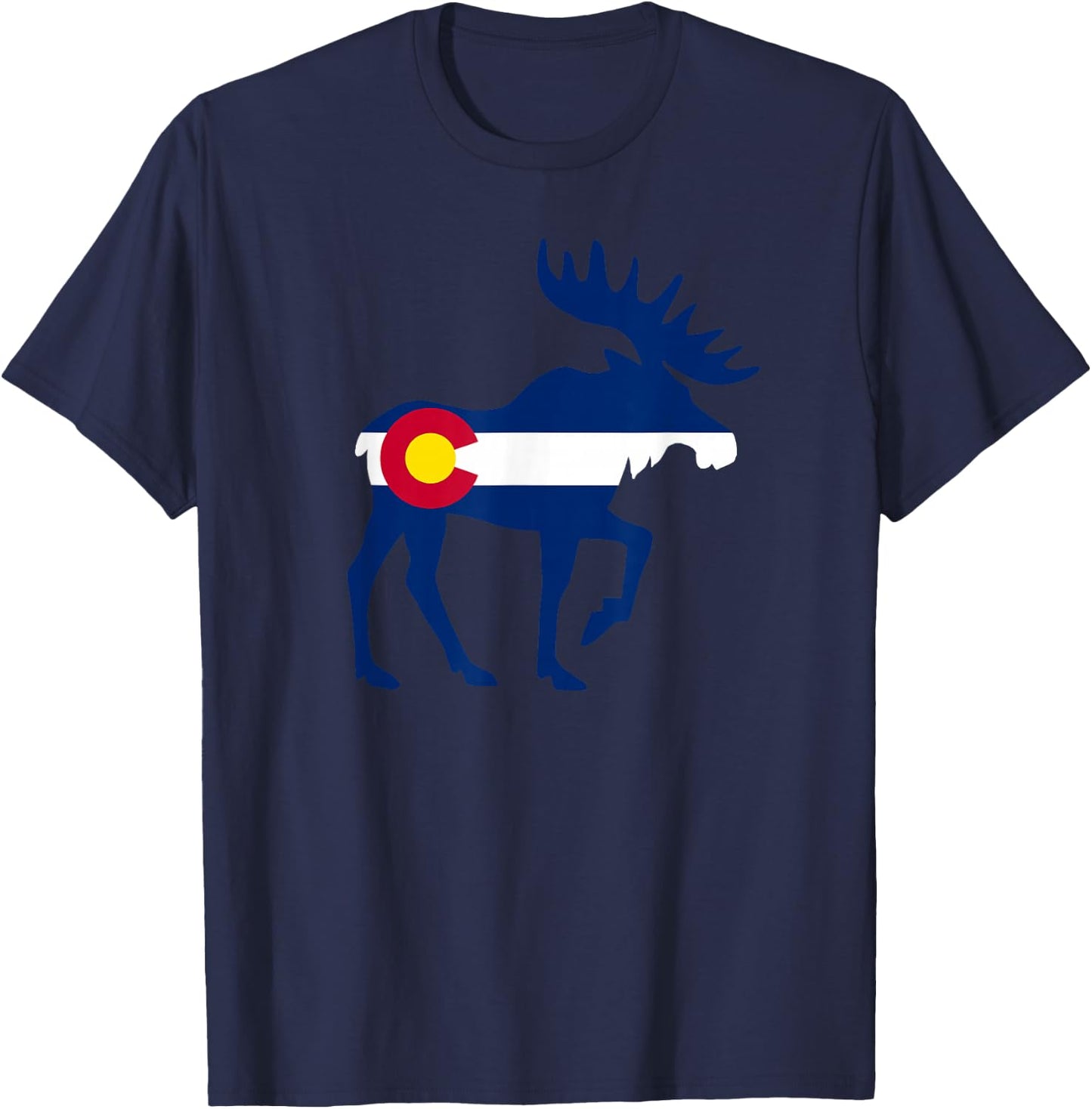 Colorado Flag Moose Colorado Flag T-Shirt - T-Shirt | Navy