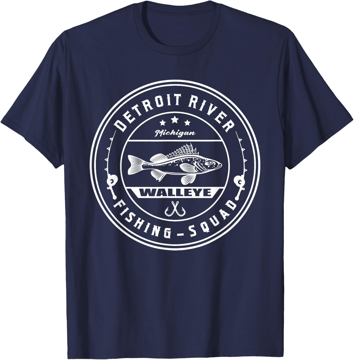 Walleye Hunter - Detroit River Walleye fishing squad T-Shirt - T-Shirt | Navy