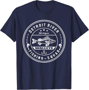 Walleye Hunter - Detroit River Walleye fishing squad T-Shirt - T-Shirt | Navy