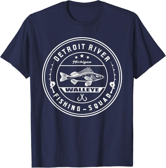 Walleye Hunter - Detroit River Walleye fishing squad T-Shirt - T-Shirt | Navy