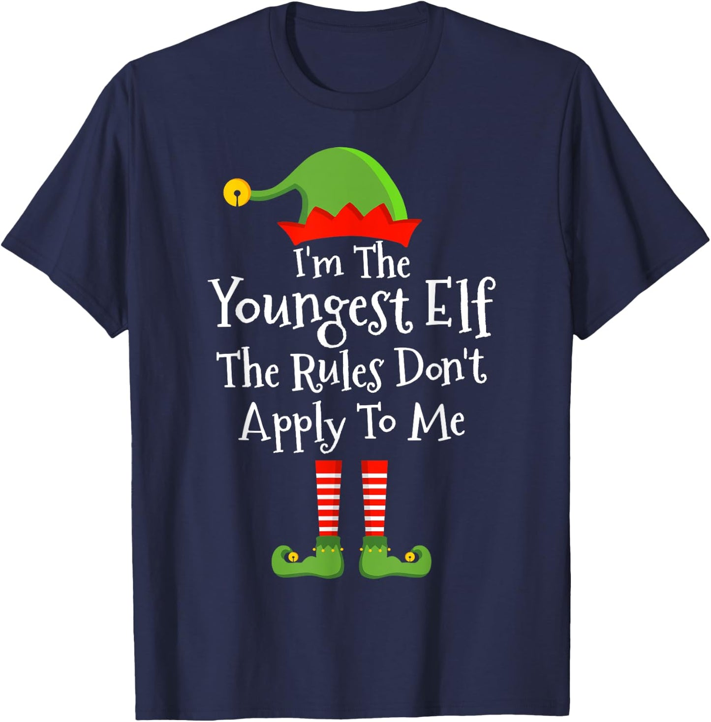Youngest elf Rules Don't Apply Christmas Matching Family T-Shirt - T-Shirt | Navy
