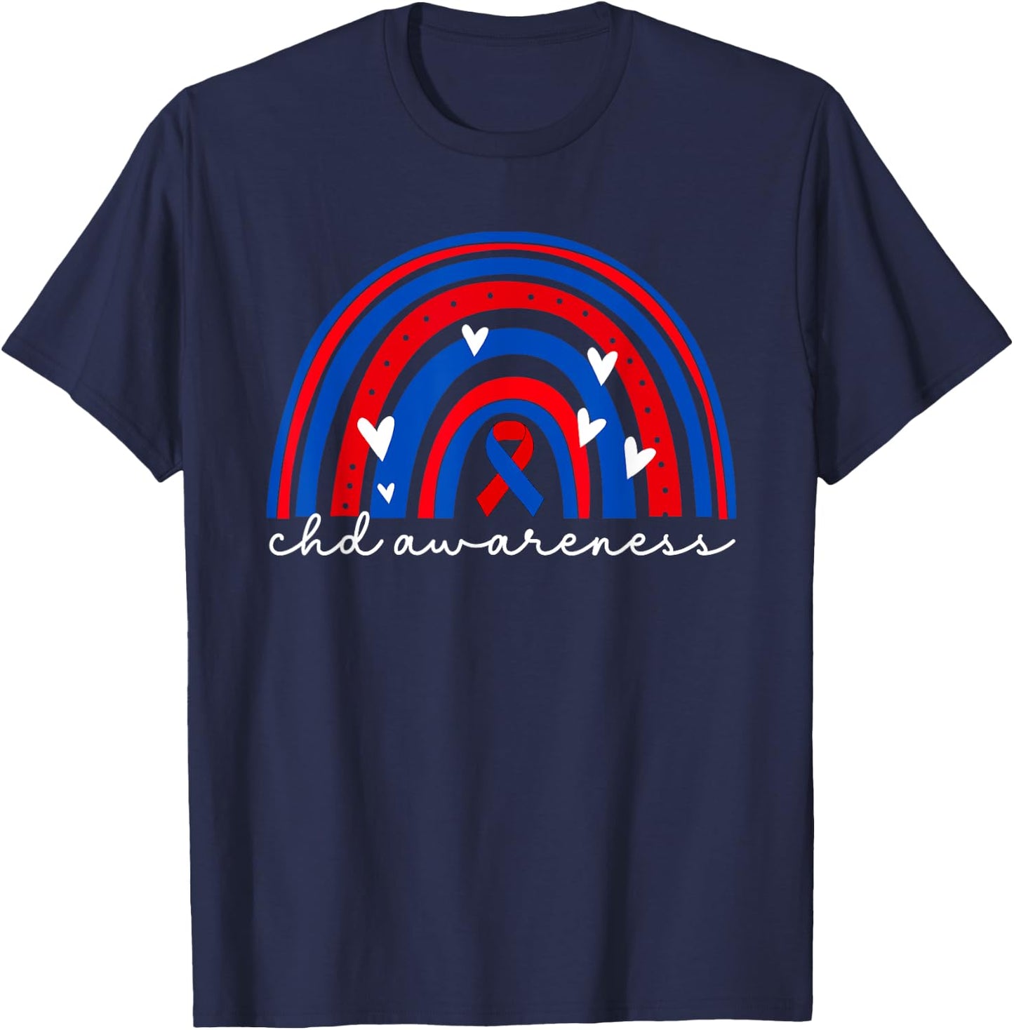 CHD Congenital Heart Defect Awareness Month Wear Red For CHD T-Shirt - T-Shirt | Navy