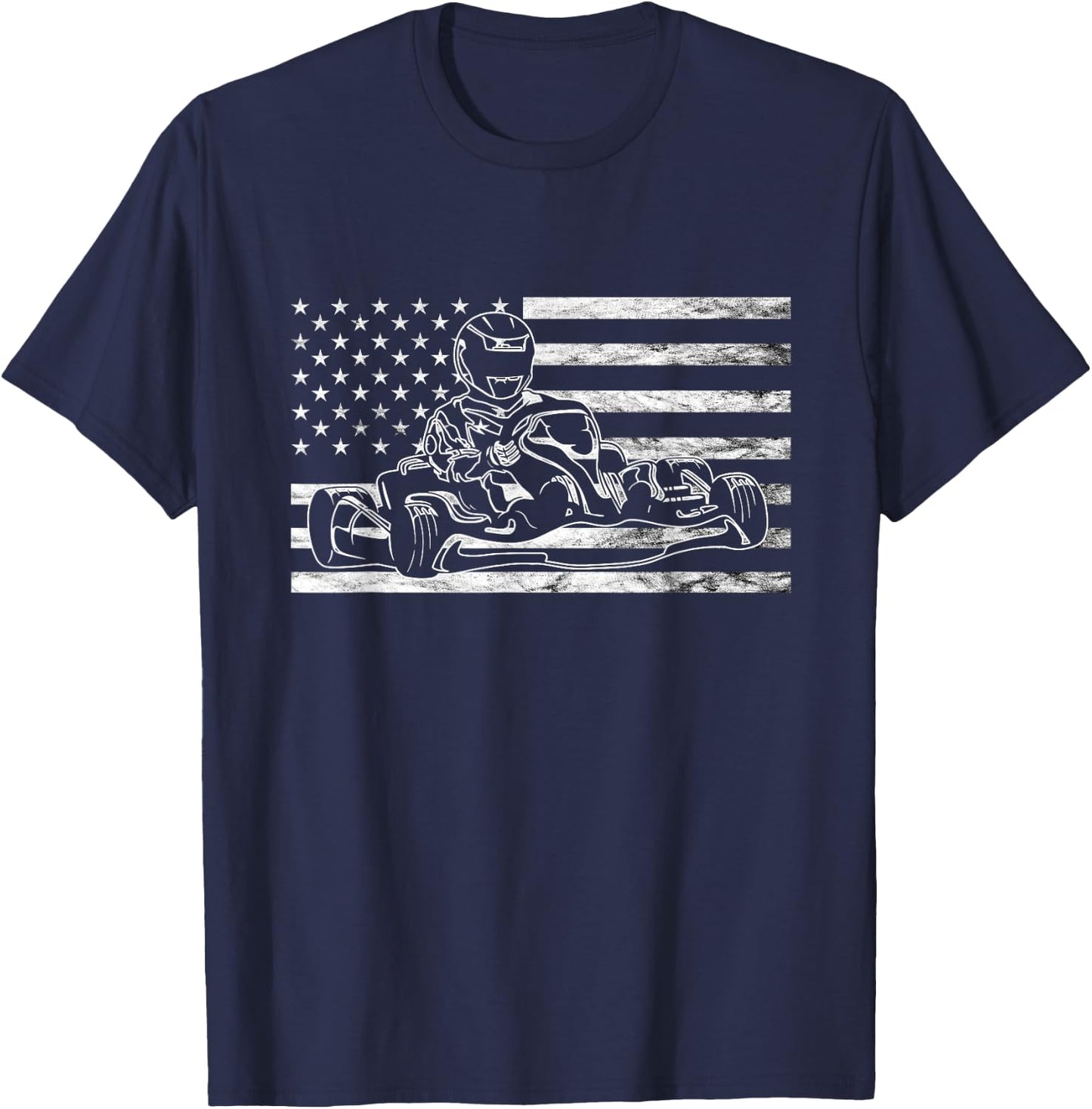 American Go Kart Racing USA Gokart Driver Go Cart Racer T-Shirt - T-Shirt | Navy