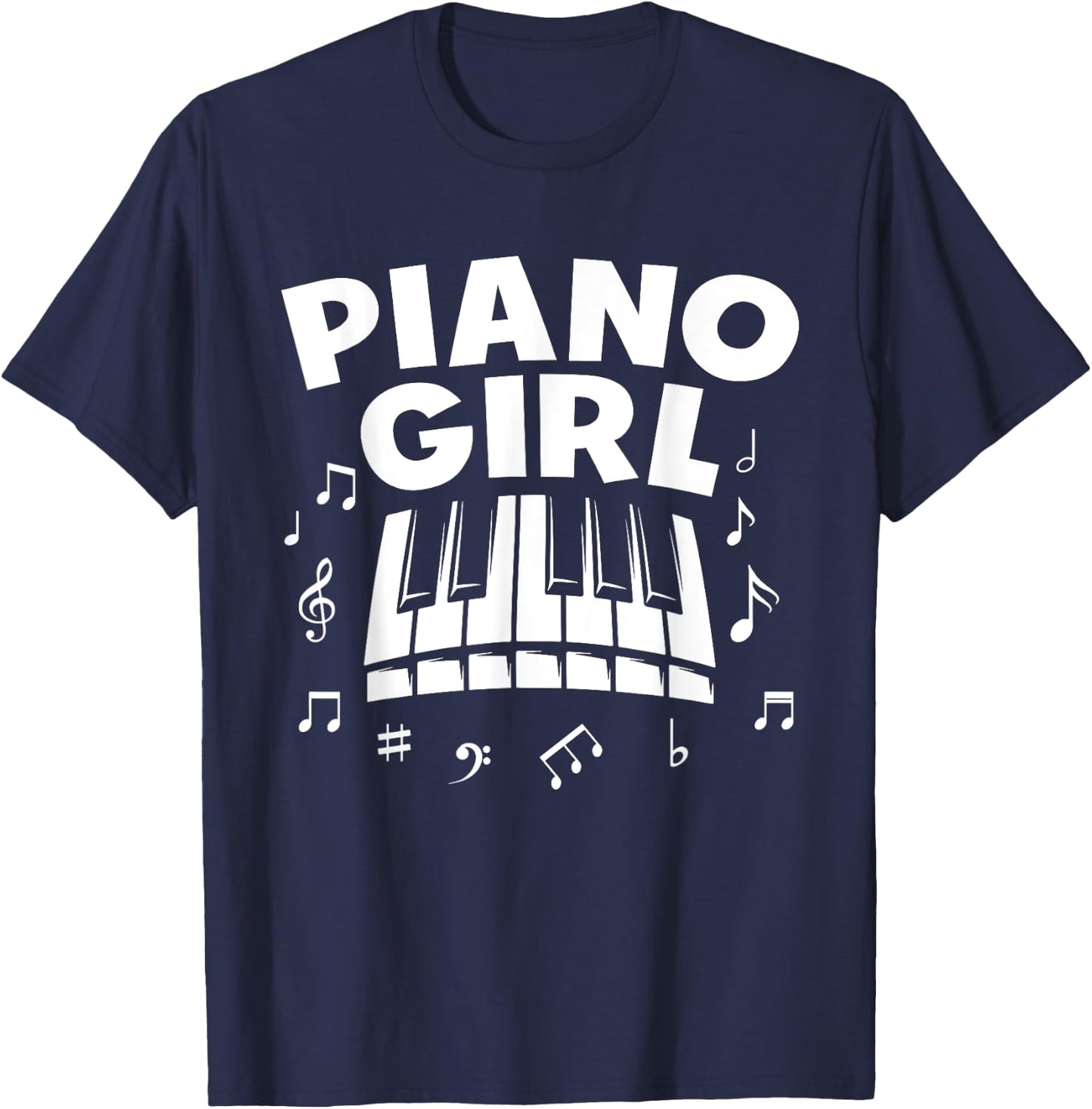 Piano For Girls Women Musical Piano Player Key Music Recital T-Shirt - T-Shirt | Navy