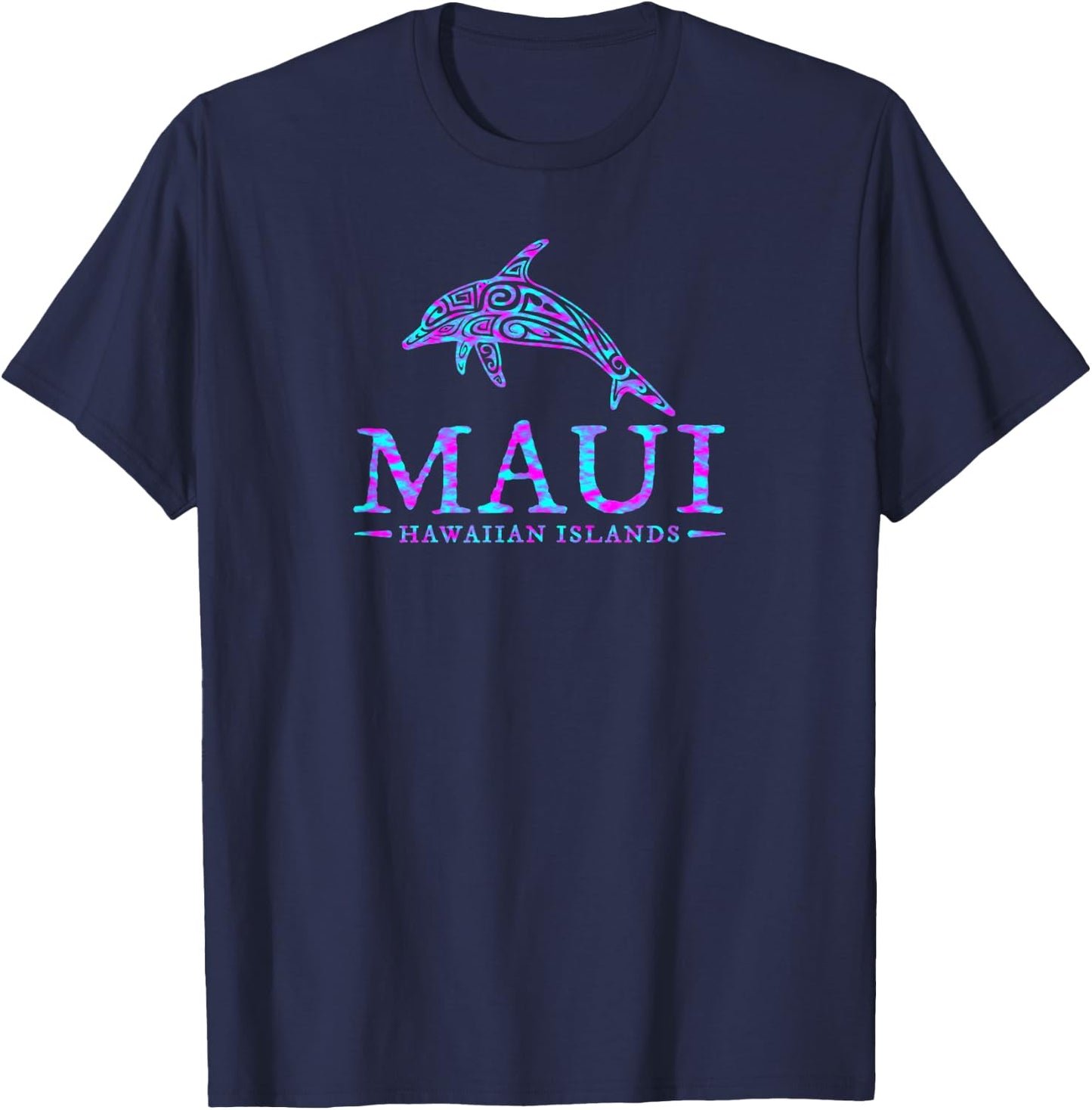 Maui Hawaii Dolphin Retro Kids Vacation Souvenir T-Shirt - T-Shirt | Navy