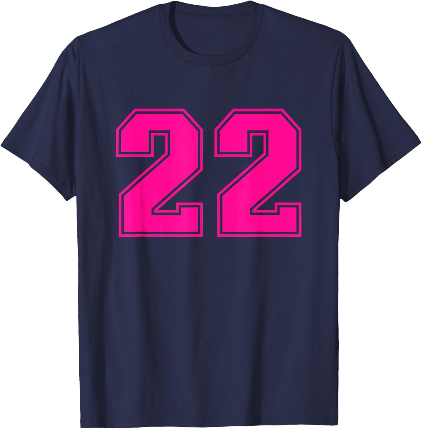 Number #22 Sport Pink Varsity Number T-Shirt - T-Shirt | Navy