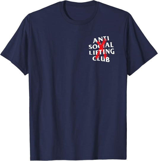 Anti Social Lifting Club: Canceled Red (Front + Back) T-Shirt - T-Shirt | Navy
