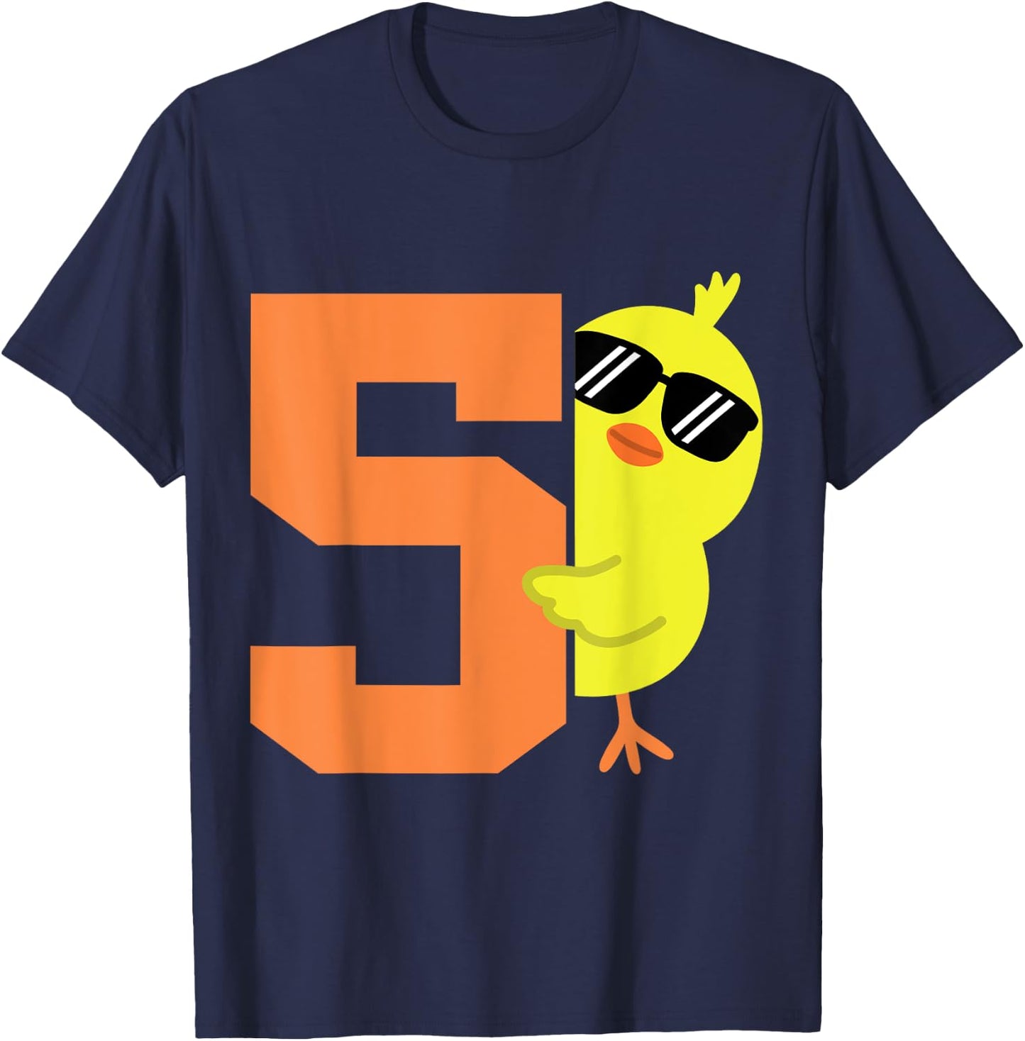 Kids 5th Birthday Chicken Themed Cute 5 Year Old Boys Chick T-Shirt - T-Shirt | Navy