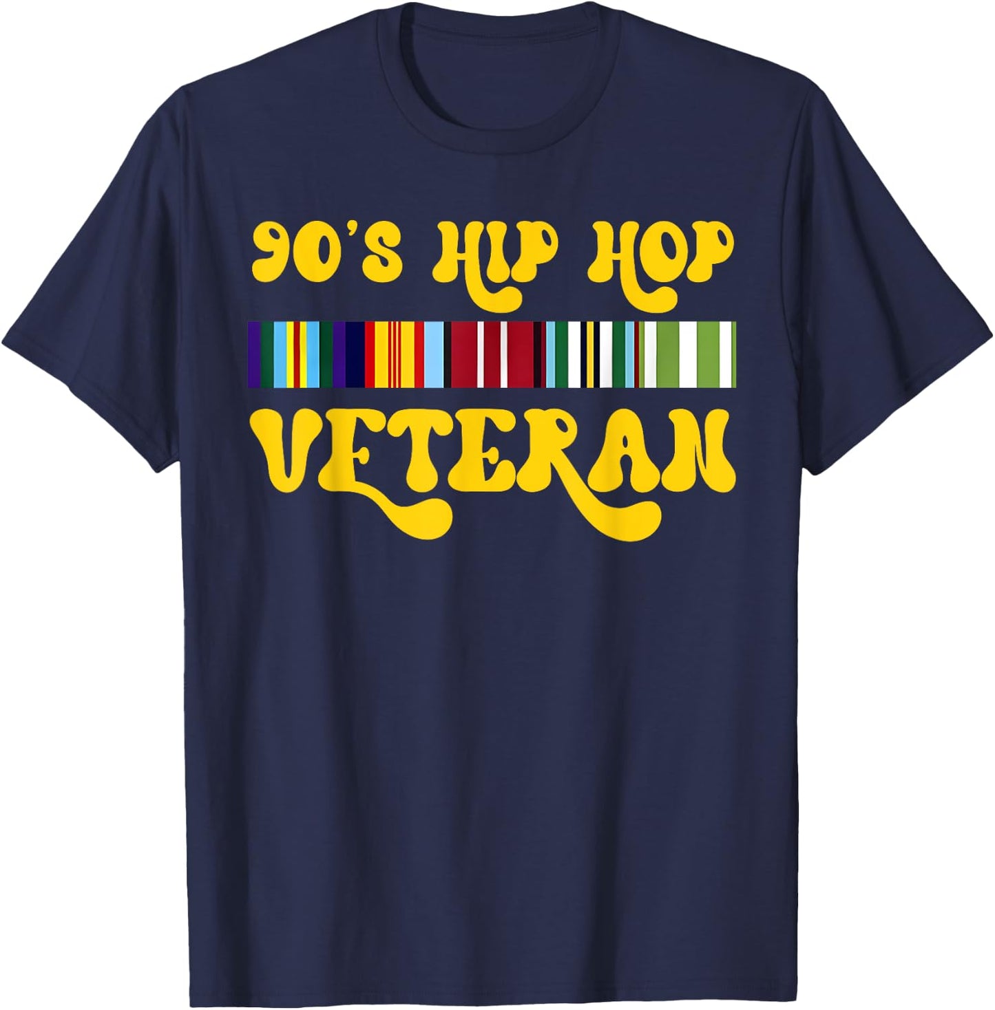 Retro Groovy 90s Hip Hop Music Veteran Vintage Old Army T-Shirt - T-Shirt | Navy