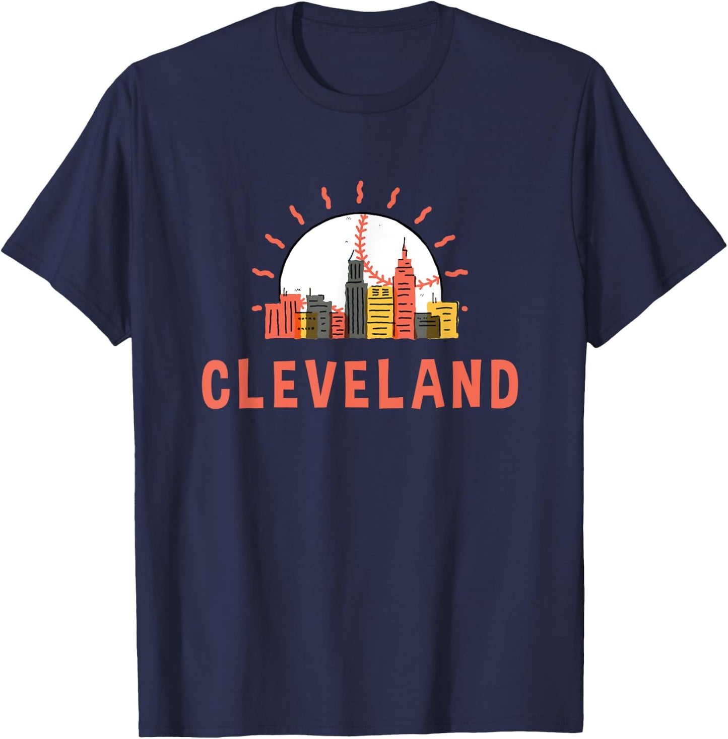 Ohio Cleveland Skyline Cityscape T-Shirt - T-Shirt | Navy