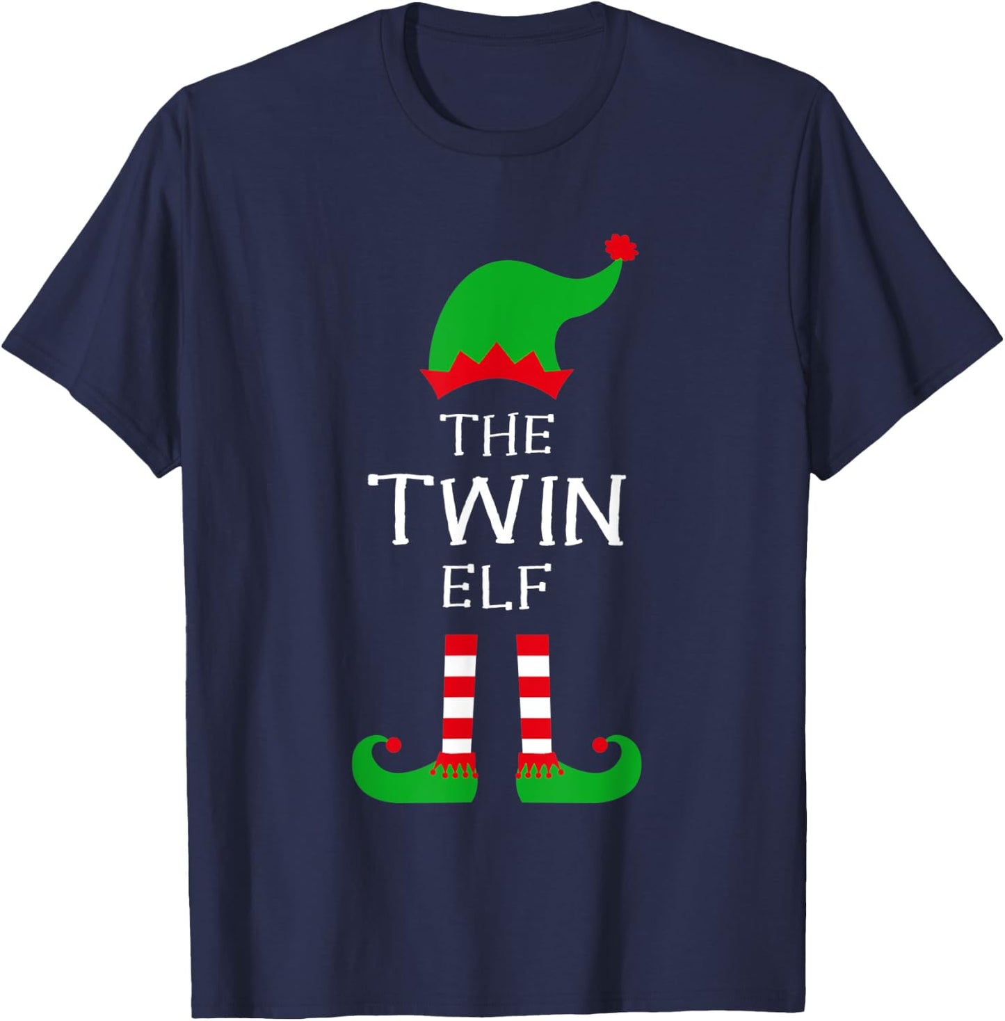 The Twin Elf Matching Family Group Idea Funny Christmas T-Shirt - T-Shirt | Navy