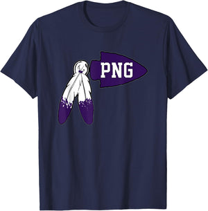 Port Neches-Groves High School PNG Feathers Indians Football T-Shirt - T-Shirt | Navy