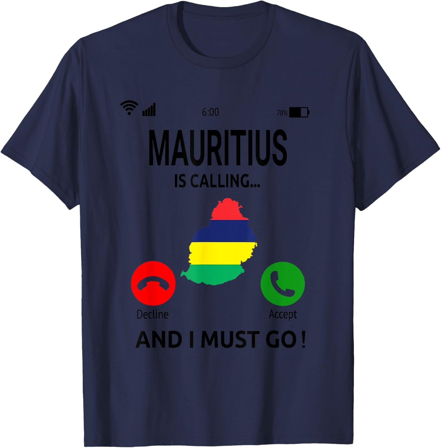 Mauritius Is Calling Indian Ocean Island Vacation Travel T-Shirt - T-Shirt | Navy