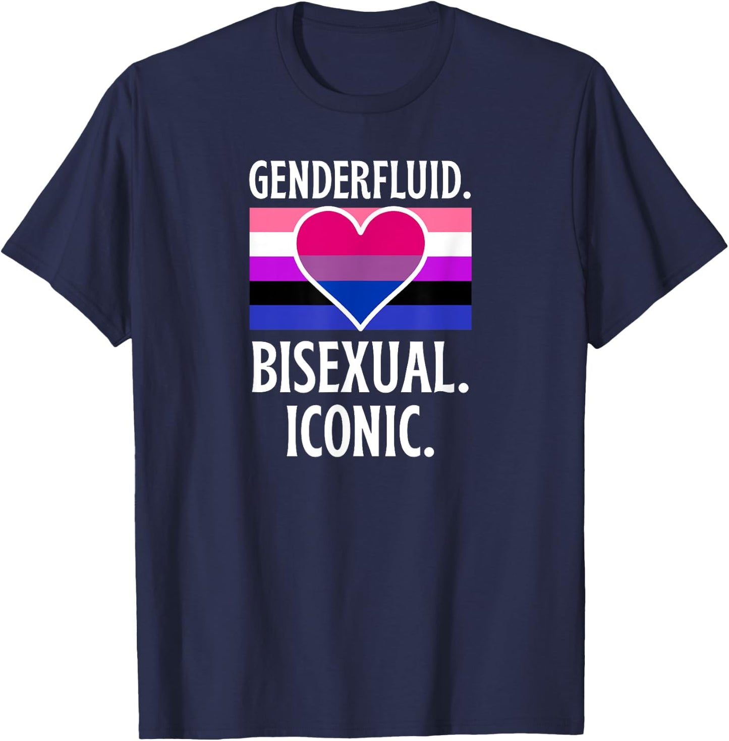 Genderfluid Bisexual Iconic Pride Flag Genderqueer Queer T-Shirt - T-Shirt | Navy