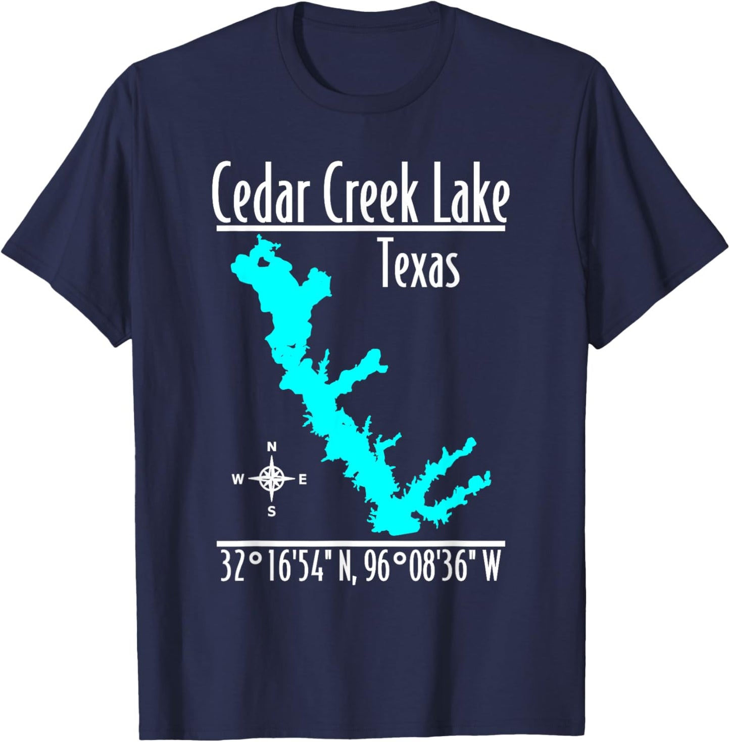 Modern Cedar Creek Lake - Texas T-Shirt - T-Shirt | Navy