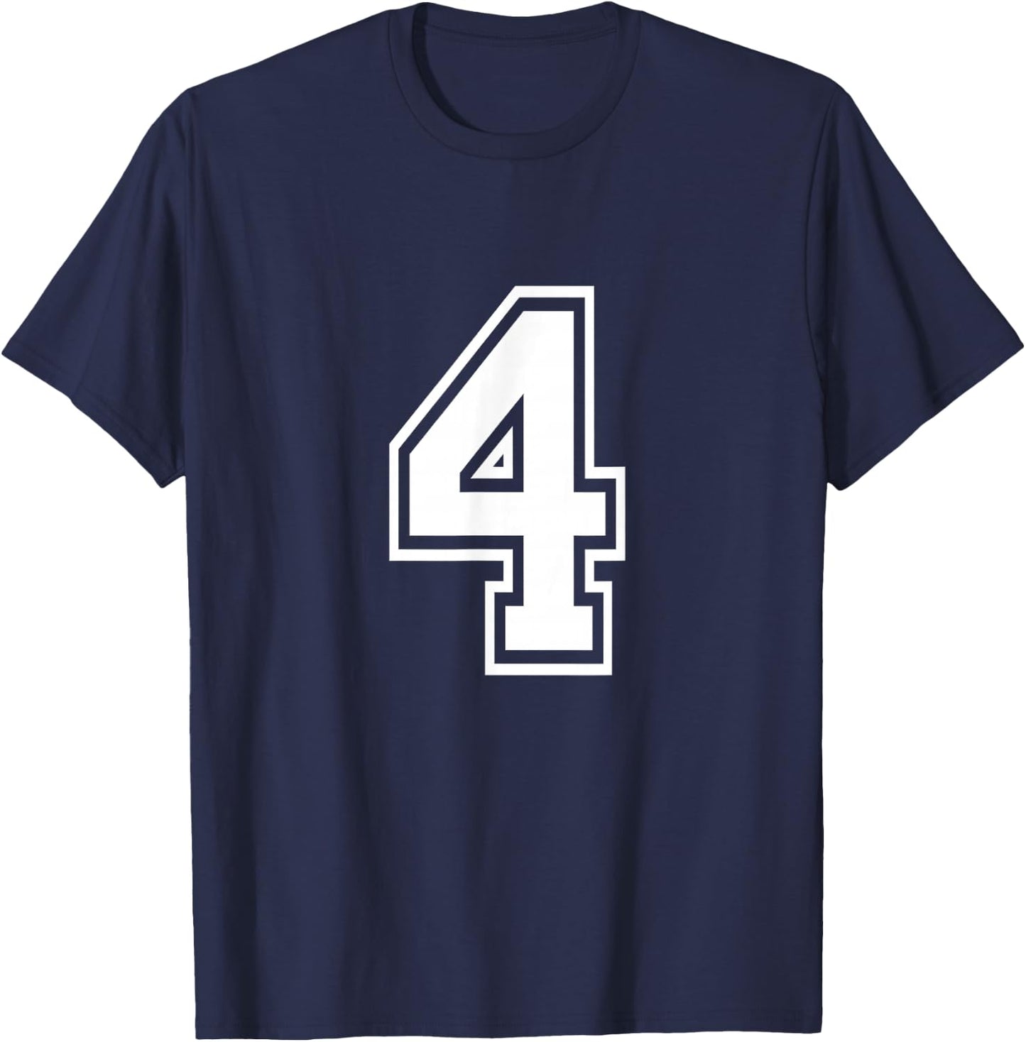 Number 4 Varsity Sports Team Jersey 4rd Birthday 4 Years T-Shirt - T-Shirt | Navy