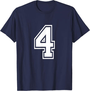 Number 4 Varsity Sports Team Jersey 4rd Birthday 4 Years T-Shirt - T-Shirt | Navy
