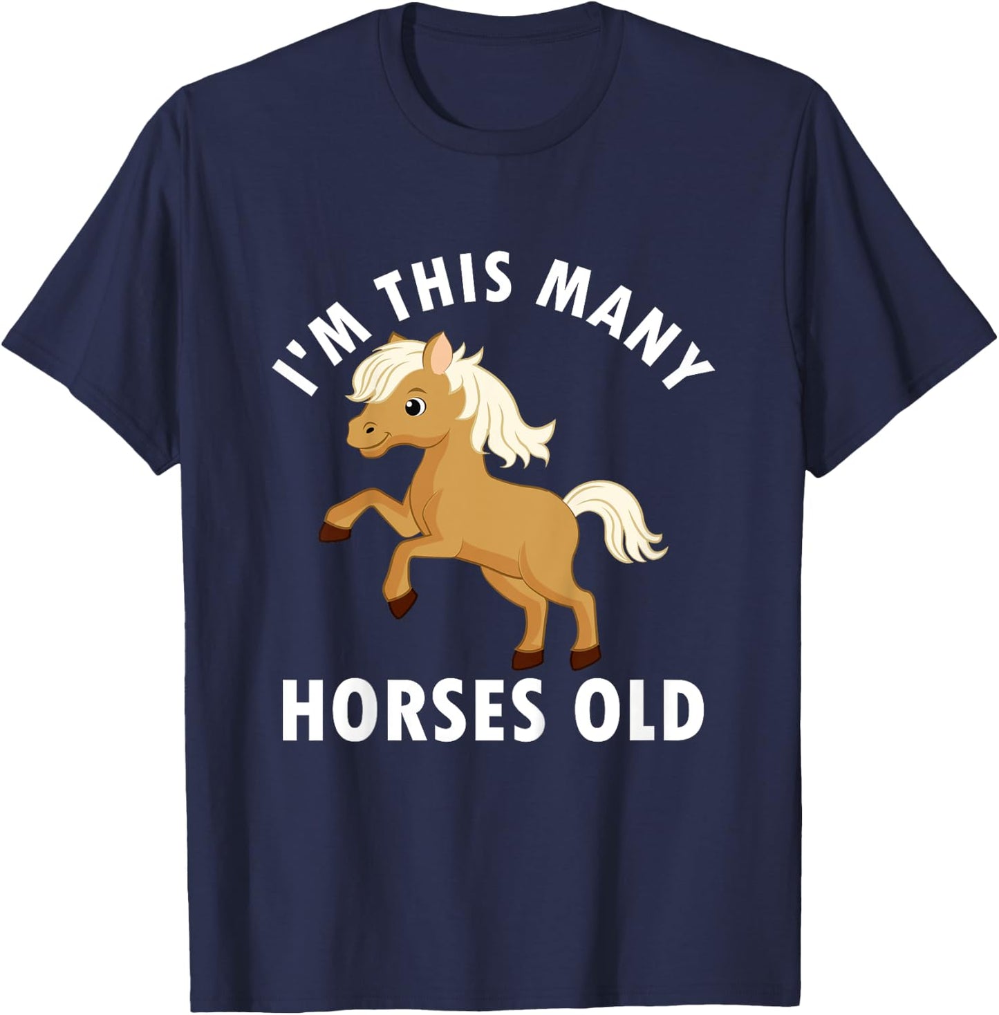 Kids 1 Year Old Girl Horses Old 1st Birthday T-Shirt - T-Shirt | Navy