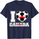 I Love Canada Women Men Kids Canadian Soccer Balls Flag Red T-Shirt - T-Shirt | Navy