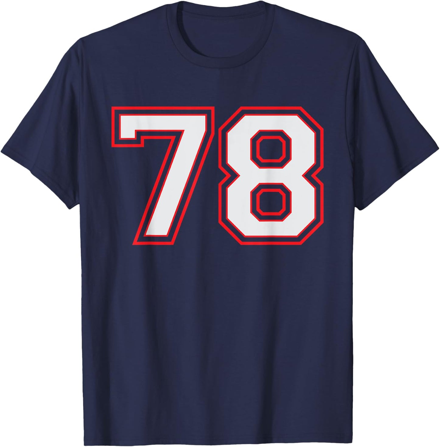 Red Number 78 Sports Player Jersey Fun Game Winner #78 Lucky T-Shirt - T-Shirt | Navy