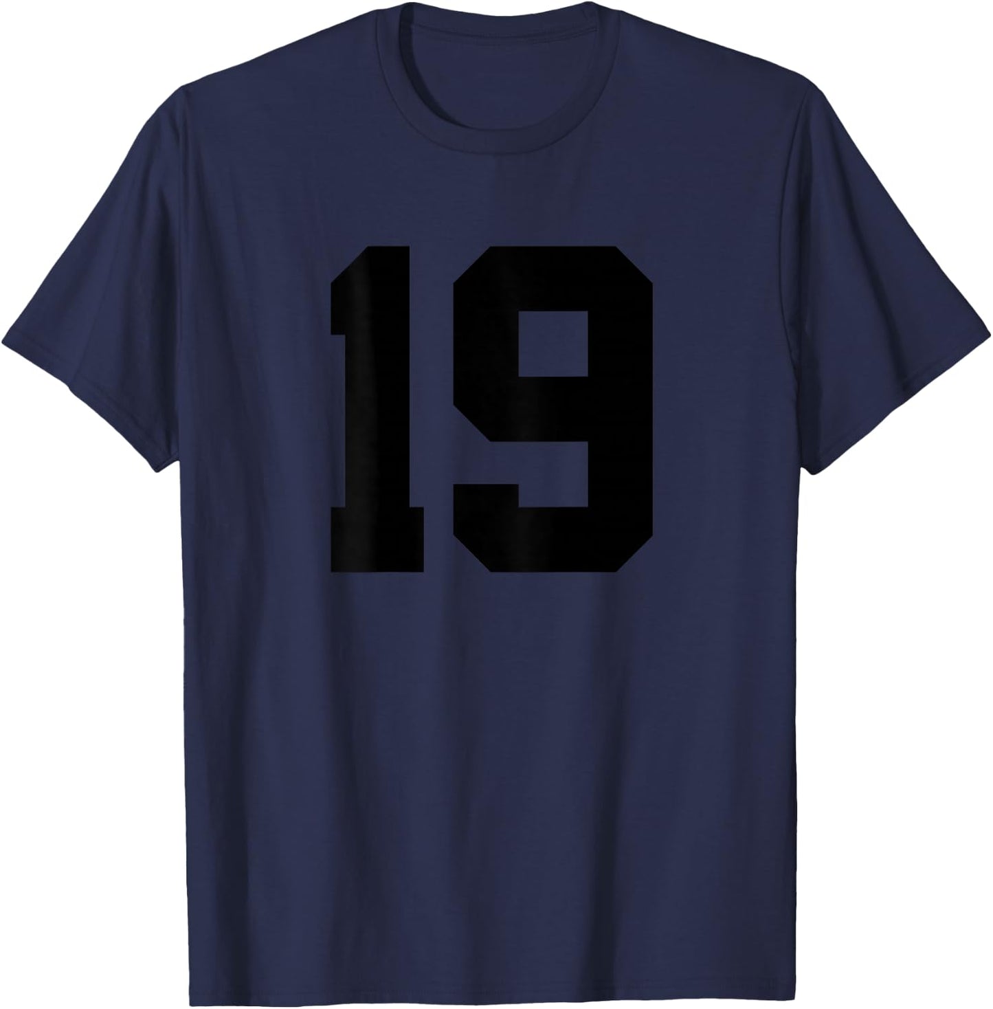 Number 19 (on Back) Sports Team Jersey Number T-Shirt - T-Shirt | Navy