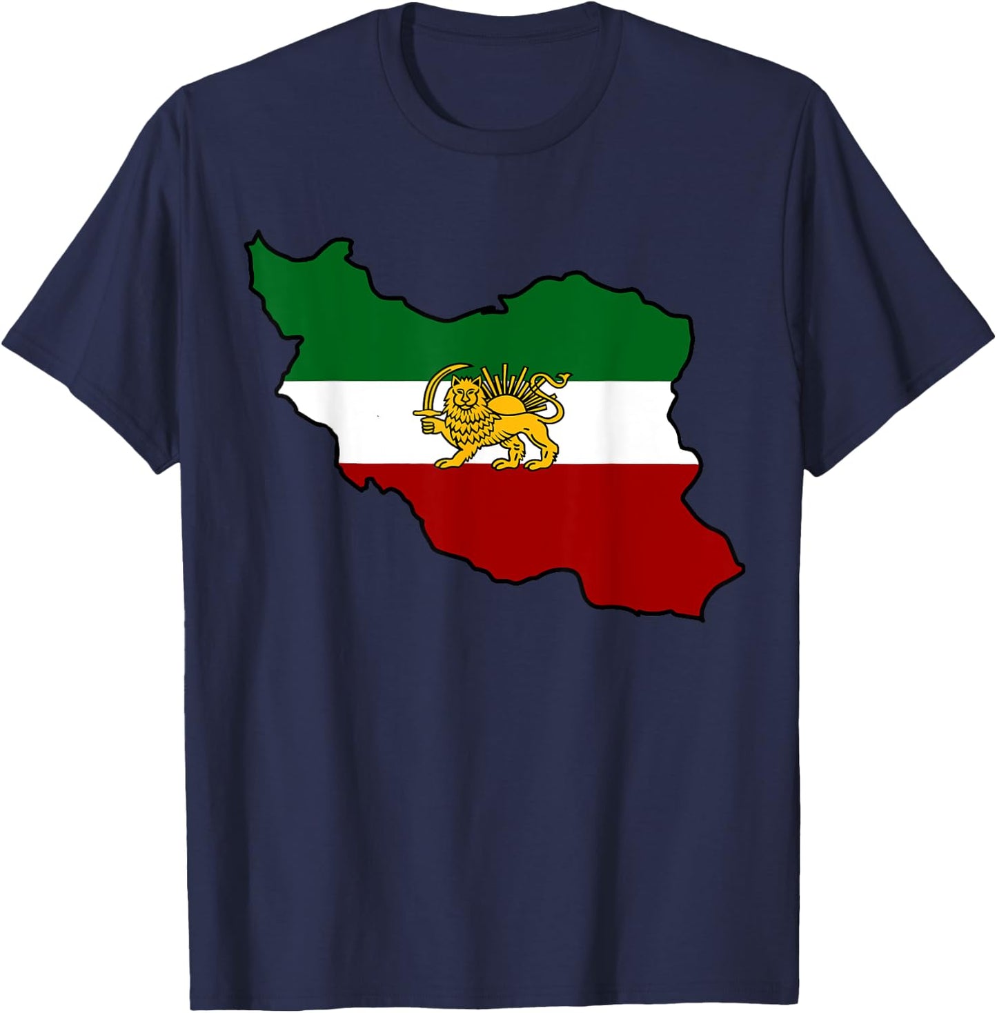 Iran flag with a lion T-Shirt - T-Shirt | Navy