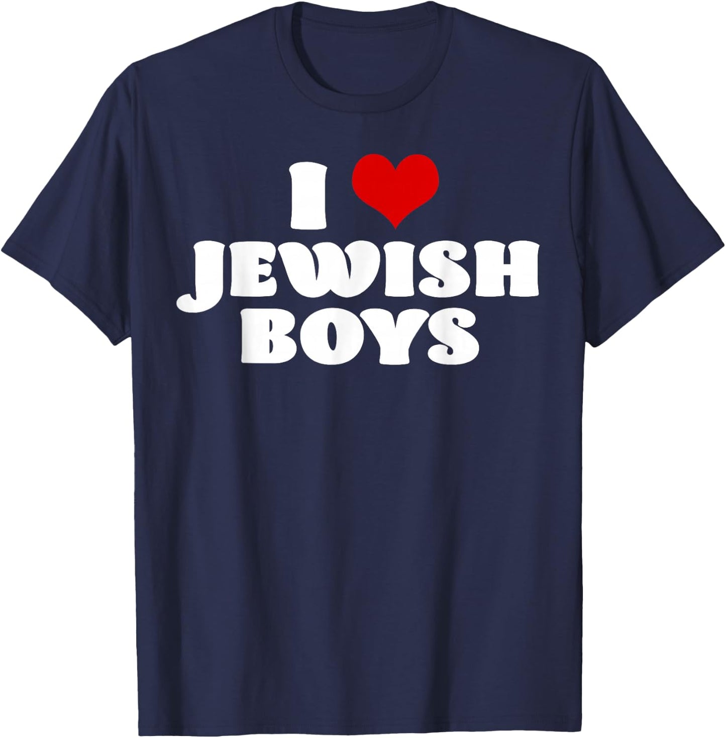 I Love Jewish Boys Red Heart Hanukkah T-Shirt - T-Shirt | Navy
