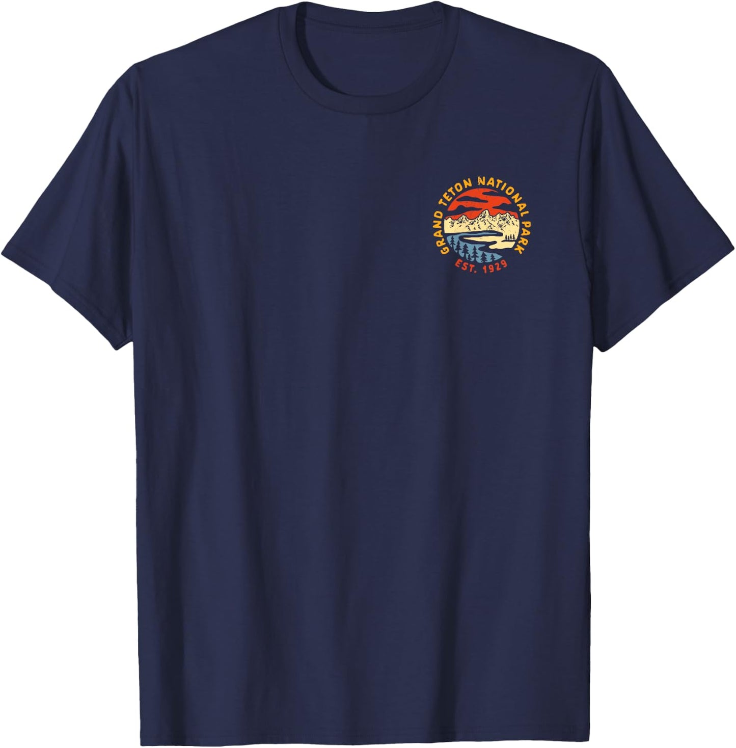 Grand Teton National Park Retro Graphic T-Shirt - T-Shirt | Navy