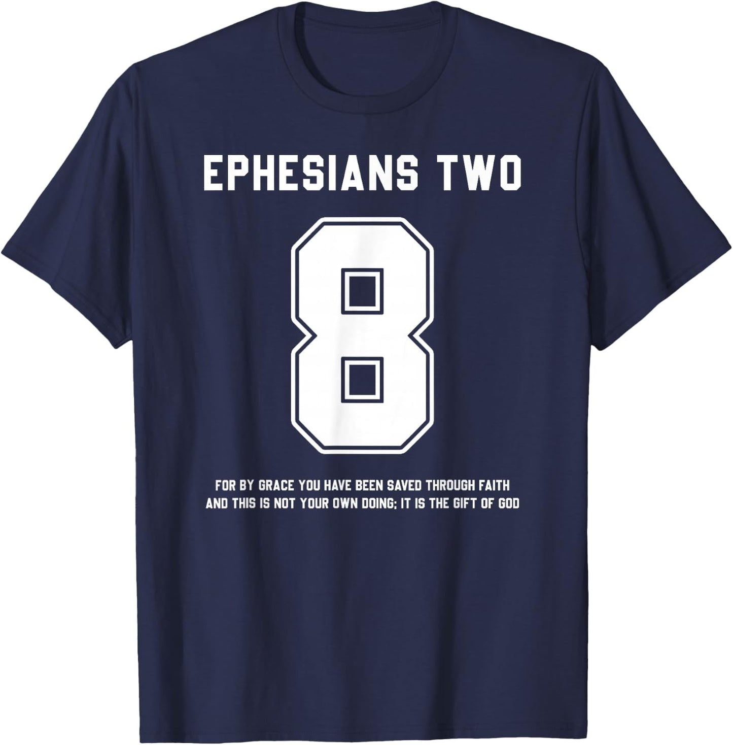 Ephesians 2:8 Bible Verse Team Sports Jersey T-Shirt - T-Shirt | Navy