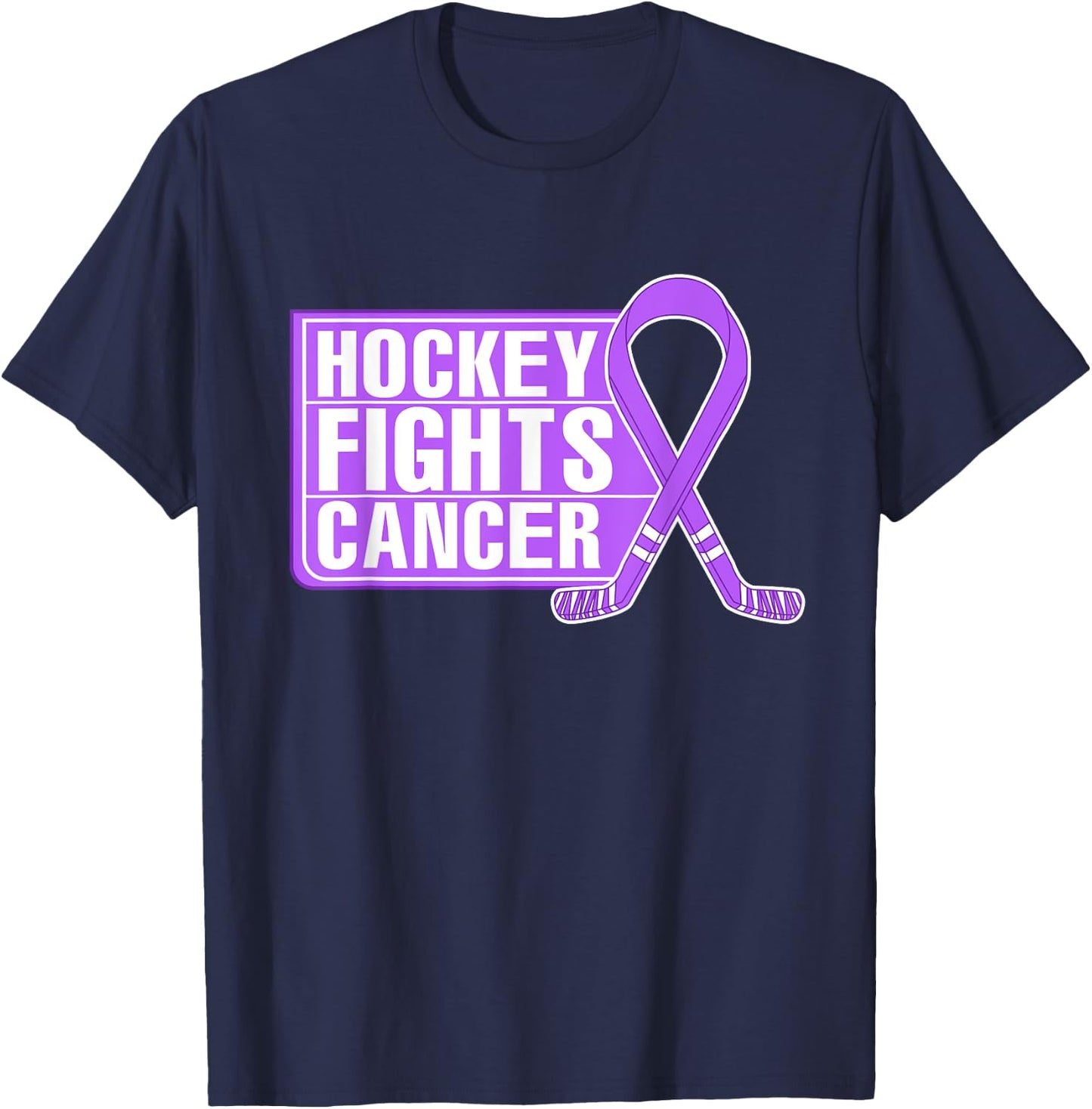 Family Member Support Hockey Fights Cancer Awareness T-Shirt - T-Shirt | Navy