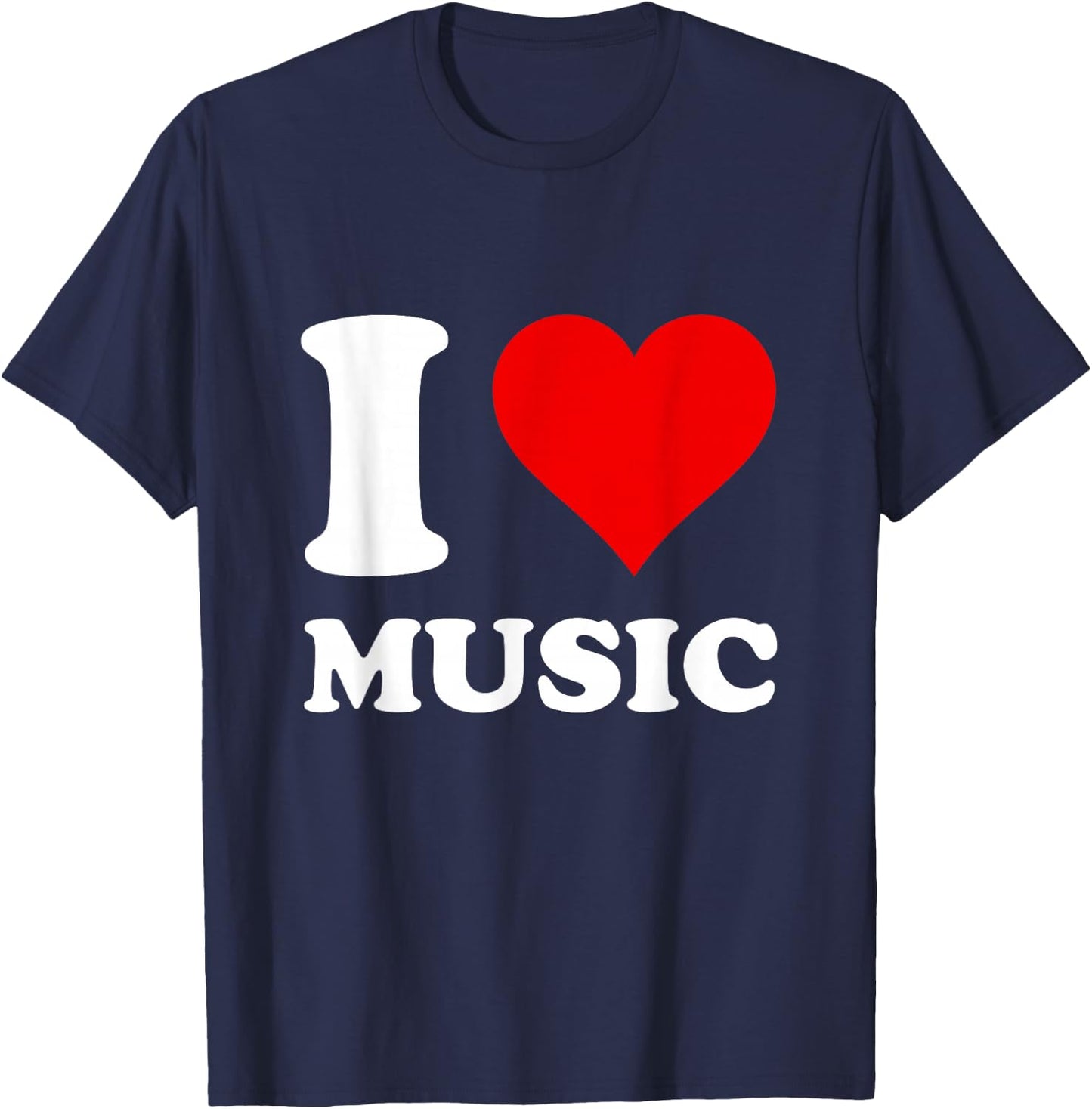 Red Heart I Love Music T-Shirt - T-Shirt | Navy